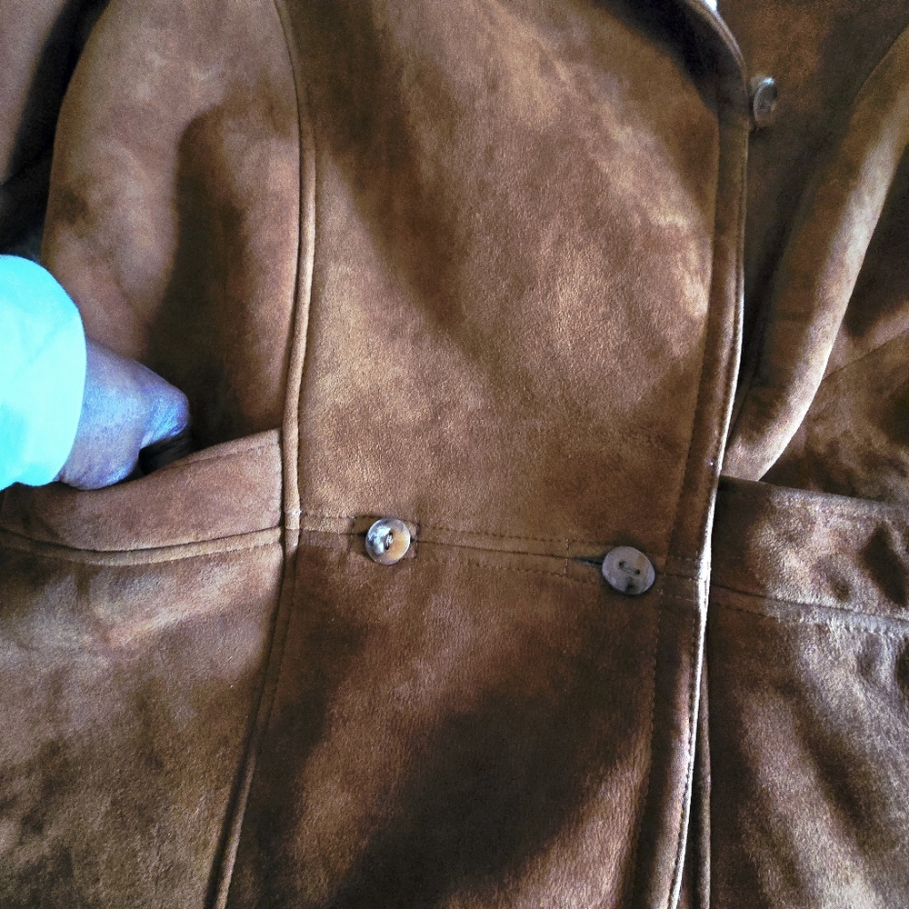 Dagorret Sienna Brown Suede Leather Shearling Midi Coat Size M-L - Picture 9 of 16